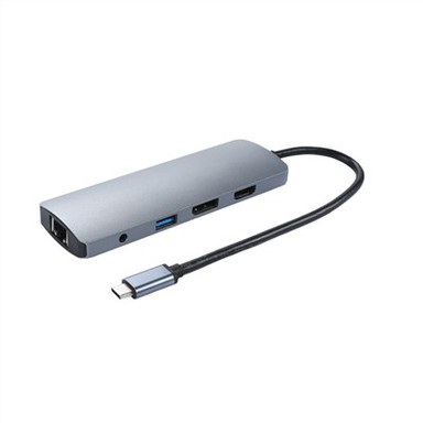 8 í 1 USB C til HDMI DP millistykki með Ethernet og aflgjafa Pd Type C hleðslu Por og 3 USB 3.0 tengi