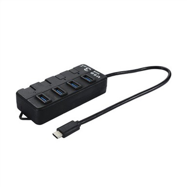 Gerðu C til 4 tengi USB 3.0 HUB með aflrofum