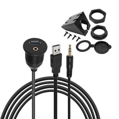 USB 3.0 og 3,5 mm AUX innfelld vatnsheldur snúra fyrir ökutæki